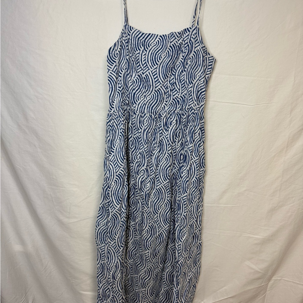 H&M Navy and White Wave Maxi Dress